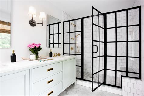 black frame showers sophisticated  modern industrial flair