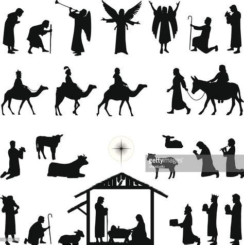 nativity scene silhouettes files included jpg ai svg  eps