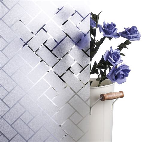 lattice pattern frosted glass window shading film tinted for home [90cm]