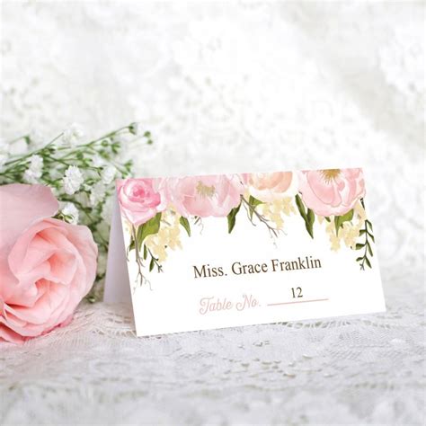 wedding place cards pink floral diy printable wedding place cards