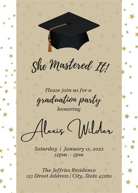 mastered  graduation party invitation masters degree etsy