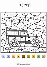 Colora Colorare Disegni Numeri Conta Pianetabambini Colori Bambini Difficili Veicoli sketch template