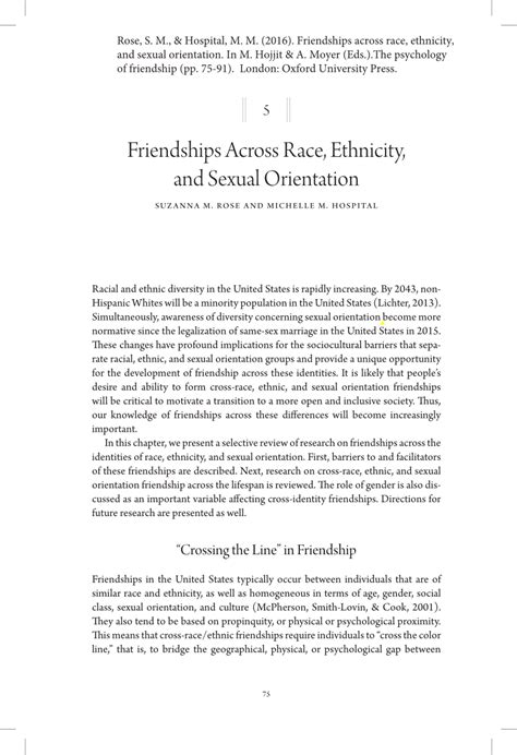 Pdf Friendships Across Race Ethnicity And Sexual Orientation