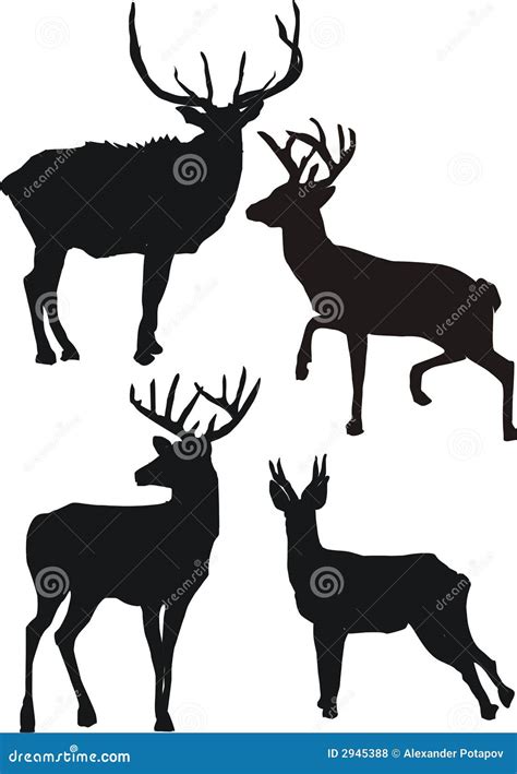 deer silhouettes stock vector illustration  outline