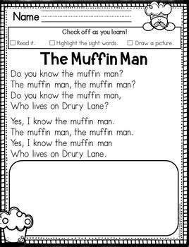 muffin man nursery rhyme activity literacy center nursery rhymes