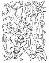 Jungle Coloring Pages Kids Animals Animal Themed Lion Printable Safari Color Sheets Laughing King Worksheets Easy Adult Print Bestcoloringpagesforkids Book sketch template