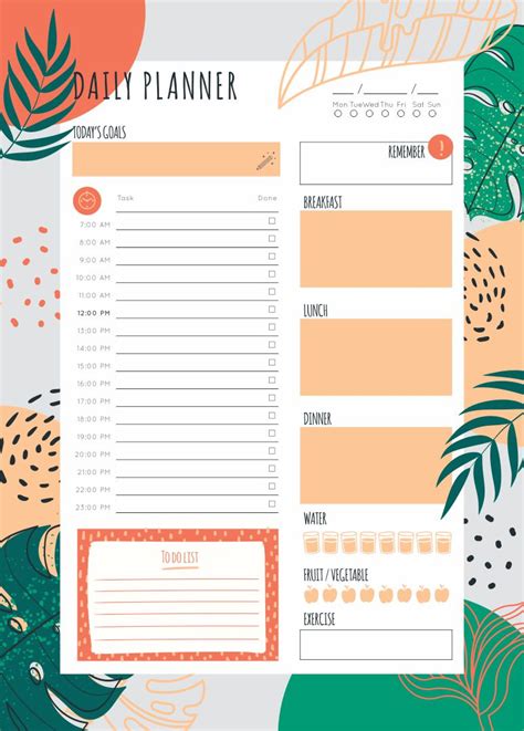 daily work planner template