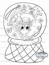 Magical Digi Unicorn Globe Nutcracker Sherri Baldy Besties Stamp Instant Winter Artist sketch template