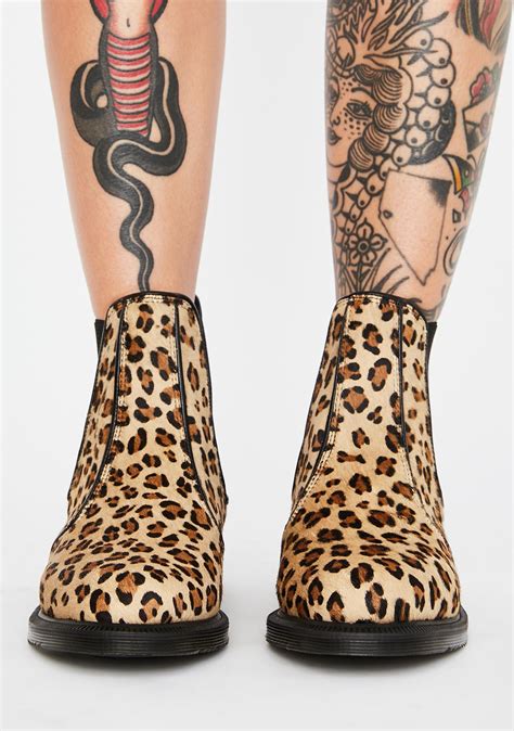 dr martens flora leopard chelsea boots dolls kill
