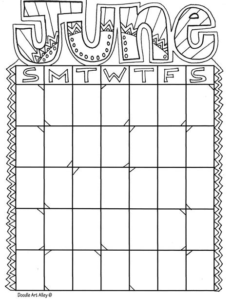 july calendar coloring pages