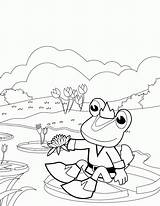 Coloring Pages Pond Frog Lake Life Duck Prince Printable Rain Umbrella Books Under Popular Coloringhome sketch template