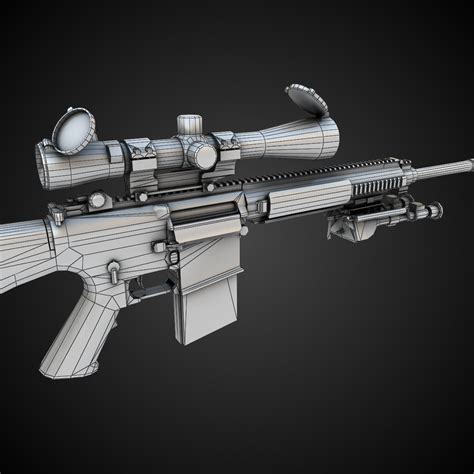 m110 sniper rifle 3d model game ready max obj fbx lwo lw lws ma