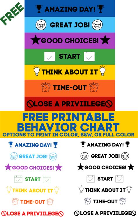 printable behavior charts  preschool printable templates