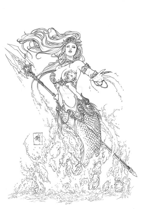 desenho anfritite mermaid coloring pages adult coloring pages