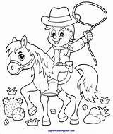 Coloring Cowboy Horse Book Kids Pdf Children sketch template
