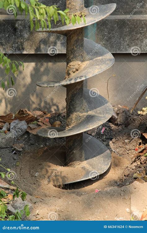 big drill stock photo image  earth drill steel auger
