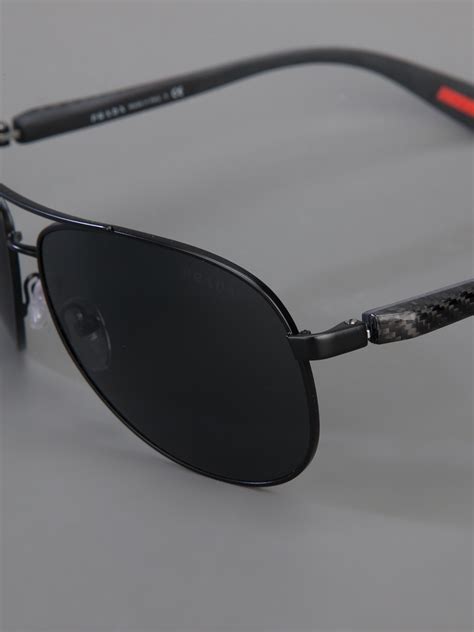 prada aviator sunglasses in black for men lyst