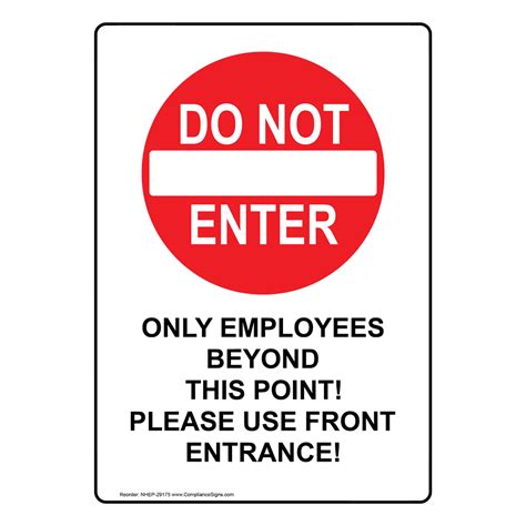 portrait employee entrance  sign nhep