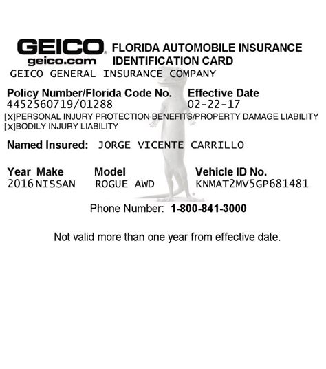 printable geico insurance card