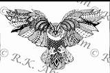 Zentangle Owl 8x10 Coloring sketch template