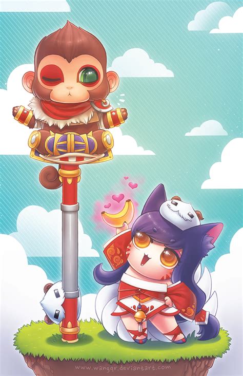 ahri n wukong commission by wangqr on deviantart