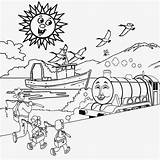 Scenery Outline Coloring Drawing Kids Pages Train Color Easy Print Children Printable Clipart Simple Seaside Nature Summer Line Sunny Vacation sketch template