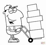 Coloring Pages Moving Clipart Clip Man Mover Construction Boxes Box Delivery Worker Working Tool Distribute Work sketch template
