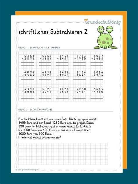 schriftliche subtraktion   mit bildern