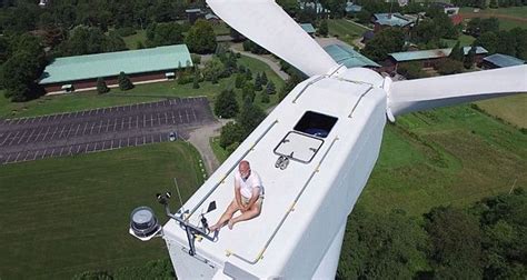 drone spots man sunbathing  top    ft tall wind turbine
