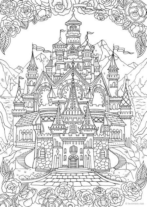 castle coloring pages  adults wickedgoodcause