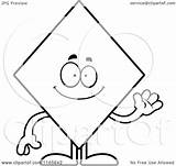 Diamond Cartoon Clipart Mascot Waving Suit Card Coloring Thoman Cory Outlined Vector 2021 sketch template