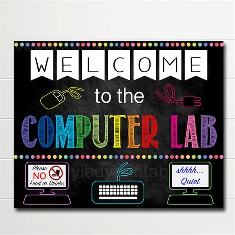 computer lab school sign classroom decor teacher door sign etsy
