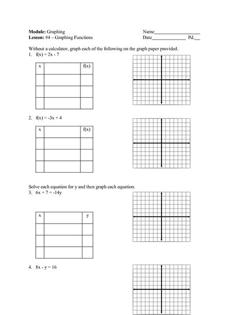 graphing linear equations   table  values worksheet kuta