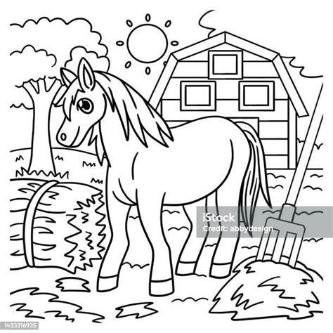 horse coloring page  kids stock illustration  image