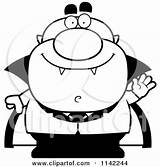 Pudgy Waving Vampire Clipart Cartoon Cory Thoman Outlined Coloring Vector sketch template