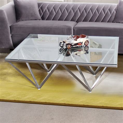 Armen Living Cascade Contemporary Rectangular Coffee Table In Brushed