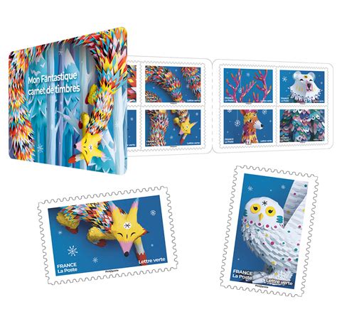 carnet  timbres fantastique lettre verte boutique particuliers
