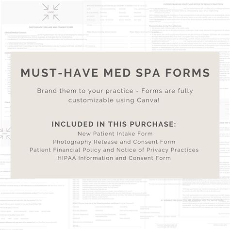 medical spa forms   consents customizable etsy canada