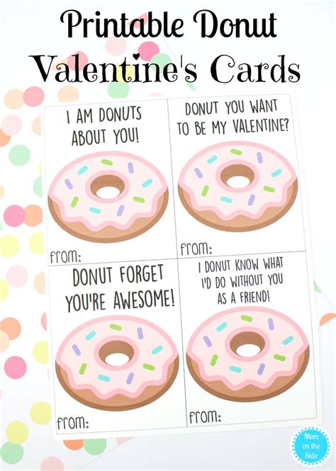 printable donut valentine cards  kids mom   side