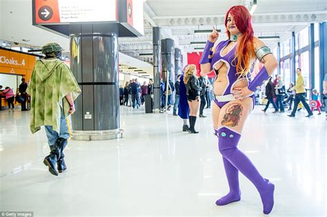 females show racy outfits at birmingham s comic con daily mail online