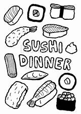 Sushi Pages Karte Dinner Einladung Abendessen sketch template