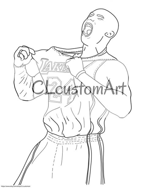 kobe bryant coloring page instant  etsy   coloring