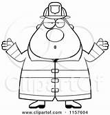 Pudgy Fireman Cartoon Clipart Shrugging Coloring Cory Thoman Outlined Vector Clip 2021 sketch template