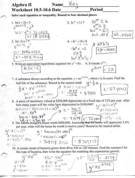 mrscabral algebra  worksheet answers