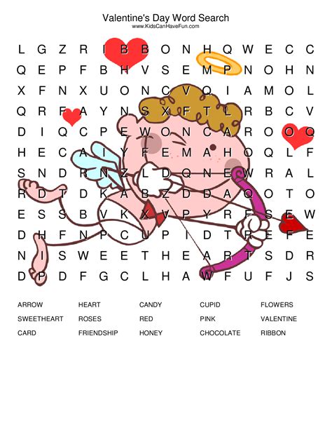 list valentines day words  word search cross word word jumble