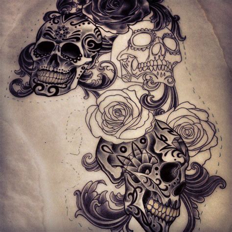 Sugar Skulls Tattoo Design I M Working On Adam Tattoos Rose Gold S