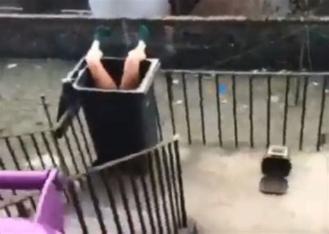 Woman Getting Stuck Upside Down In A Bin Confuses Us Metro News