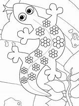 Coloring Gecko Cute Cartoon Pages sketch template