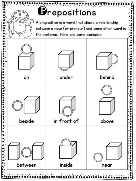 preposition worksheets  kindergarten vocabulary set  preposition