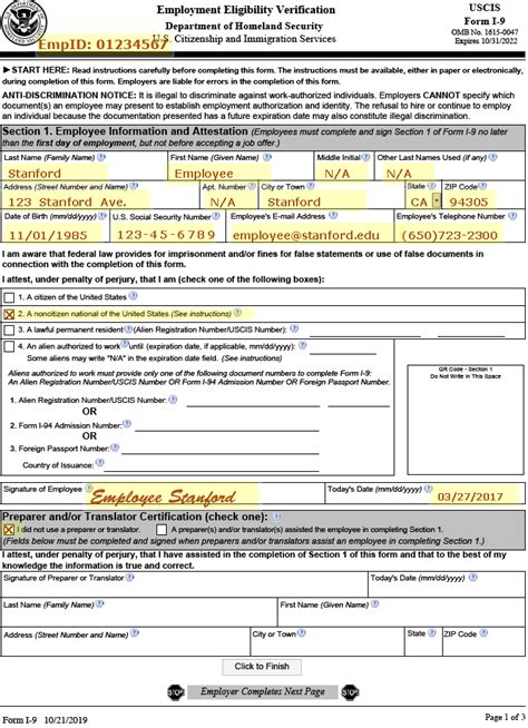 examples  completed form